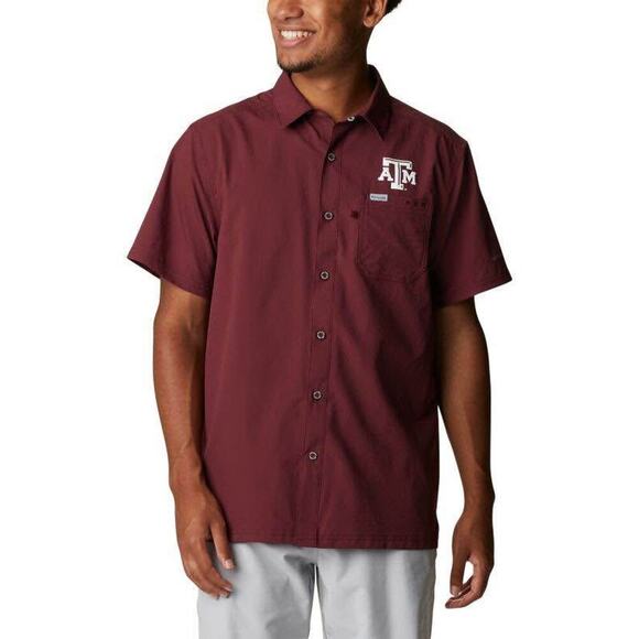 Columbia Men's Small Texas A&M Fishing Collegiate PFG Slack Tide Camp Shirt - Picture 1 of 5